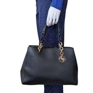 Michael Kors Black Shoulder Bag with Gold Accents